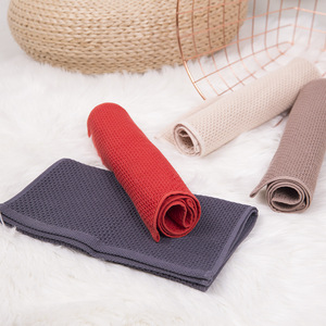 Serviette en coton pur nid d'abeille 34x34cm, motif gaufré carré, couleur unie, résistante aux peluches, pour usage domestique - Product Image 5