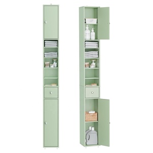 Mueble <span class=keywords><strong>de</strong></span> Baño <span class=keywords><strong>de</strong></span> Madera, Independiente, Alto y Estrecho, Ahorra Espacio, con Estante Ajustable - Product Image 4