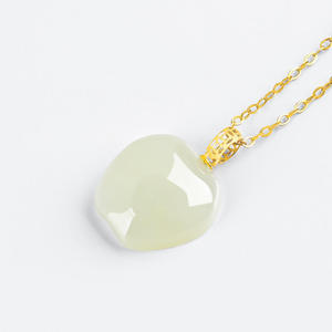 Pendentif en jade blanc néphrite naturel, or 18 carats, bijoux pour femmes, style chinois, cadeau avec certificat d'évaluation D559 - Product Image 3