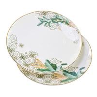 Service de Table en Porcelaine Fine Écologique Luxe – Vaisselle Feuille Verte pour Dîner à Domicile, Mariage, Banquet, Cadeau