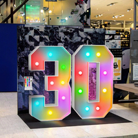 Lampes à lettres lumineuses LED colorées à couleurs changeantes pour mariage, numéros personnalisés, utilisation publicitaire pour bars et bâtiments DC