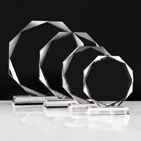 Plaque de récompense octogonale vierge en gros, avec logo gravé sur mesure, impression UV, trophée en verre cristal vierge