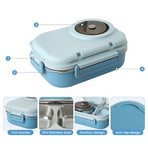 Everich Boîte à bento 1200ML avec logo personnalisé Boîte à lunch pour adultes avec bol à soupe, cloison et fourchette et cuillère gratuites pour adultes hommes femmes - Product Image 4