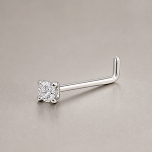 <span class=keywords><strong>Piercing</strong></span> al <span class=keywords><strong>Naso</strong></span> a L in <span class=keywords><strong>Argento</strong></span> <span class=keywords><strong>925</strong></span> con Moissanite Bianca Micro Pavé, Ipoallergenico, Colore D VVS1, Gioiello Scintillante - Product Image 2