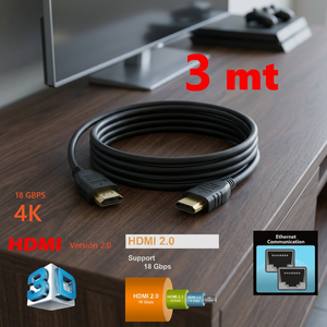 สายเคเบิลความเร็วสูง 4K 8K 18Gbps ชุบทอง ชายต่อชาย ยาว 3 เมตร หุ้ม PVC สำหรับ HDTV โปรเจคเตอร์ คอมพิวเตอร์ - Product Image 2