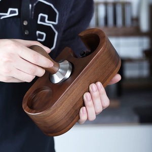 Wooden Coffee Tamper Holder Flat Minimalist Design Non Slip Handle Base For Espresso Making - Product Image 1