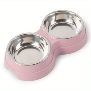 Wholesale High-Grade Double Bowl for Pets New <b>Round</b> Stainless Steel Plastic Dog Food <b>Basin</b> Automatic Non-Slip Exquisite Texture - Product Image 5