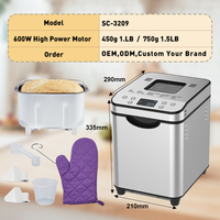Machine à pain automatique sans gluten de 1,5 lb, langue de fonctionnement en français, alimentation électrique pour usage domestique en extérieur, distributeur de noix de fruits