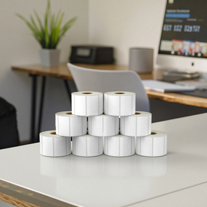 Bán buôn tùy chỉnh 40*30 cuộn hình dạng dính Sticker màu trắng tinh khiết gỗ bột giấy nhiệt trực tiếp trống bao bì nhãn - Product Image 3