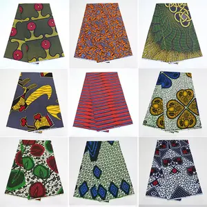 Kain kente ghana 100% katun ankara kain warna cerah untuk gaun pakaian Afrika