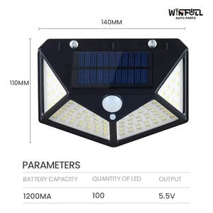 Lámpara Solar de Seguridad Cuadrada con Control Remoto, 100 LED, Sensor de Movimiento, Impermeable, para Jardín, Patio, Terraza - Product Image 2