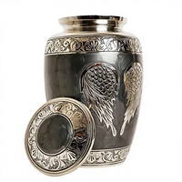Urne funéraire en argent avec motif d'ailes d'ange, 200 pouces cubes, urne en métal de style européen pour adulte, gravure personnalisable, urnes avec motifs