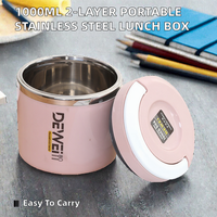 Boîte à lunch portable à double compartiment de 1000 ml en acier inoxydable 304, anti-fuite, pour adultes, étudiants et écoliers, directement de l'usine