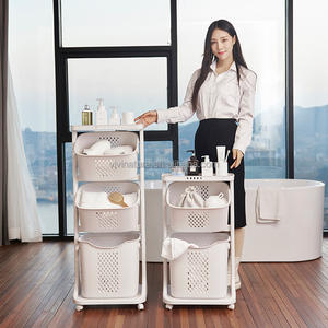 Panier à <span class=keywords><strong>linge</strong></span> <span class=keywords><strong>sur</strong></span> roulettes à 4 niveaux, 82L, chariot à <span class=keywords><strong>linge</strong></span> roulant, panier à <span class=keywords><strong>linge</strong></span> en plastique, <span class=keywords><strong>bac</strong></span> de rangement - Product Image 5