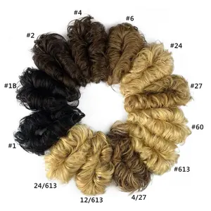 Extensões de cabelo humano, venda quente de extensões de cabelo ondulado, encaracolado, desarrumado, peruca, coques desarrumados