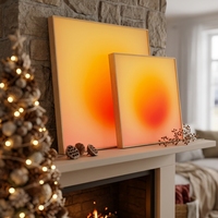 Lampu Dinding Akrilik Aluminium Smart Gradient LUZ, Suasana Matahari Terbit/Terbenam, Pengatur Cahaya dengan Tombol/Aplikasi, Bingkai Dinding Mewah Art Deco dengan Lampu