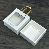 Boîte à tiroirs en papier kraft rétro créative, boîte cadeau vide portable avec fenêtre transparente