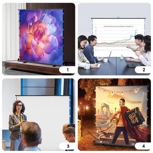 Nhà Máy Giá 16:9 di động tầng thường vụ kéo lên màn hình máy chiếu dễ dàng lưu trữ 72 "80" 100 "màn hình chiếu cho ngoài trời - Product Image 5
