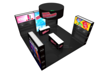 Stand de Exhibición Personalizado de 20x20 pies con Marco de Aluminio y Fondo de Tela Tensada para Ferias Comerciales y Publicidad
