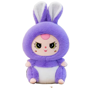 Unisex lindo púrpura Rosa peluche conejo juguete Anime personaje altura poliéster Material PP algodón niños niñas - Product Image 3