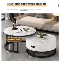 Table à thé haut de gamme extensible en ardoise ronde de style italien pour petits salons Ensemble de tables en métal de luxe modernes et minimalistes