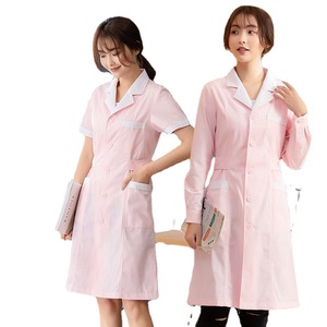 Abrigo de uniforme rosa de manga corta para mujer, ropa de trabajo para salón de belleza, técnico de uñas, Smlxlxxlxxxl, poliéster - Product Image 2