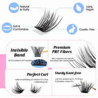 Kit d'extension de cils DIY pour débutants, usage domestique, 8-16mm, courbure C/CC, avec colle et dissolvant, cils segmentés effet wispy