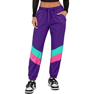 FOXA Pantalon de jogging réversible pour femme, style années 80, néon, avec poches, décontracté, pour l'entraînement, en Spandex et Polyester, respirant, style Disco - Product Image 1