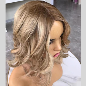 Toupet con Base in Seta Effetto Naturale Ondulato Biondo Ombré, Capelli Europei Grezzi Allineati alle Cuticole, Ideale per la Perdita di Capelli - Vendita Calda - Product Image 5