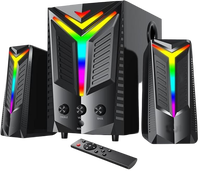 Enceintes de jeu LED RGB 2.0 canaux avec télécommande - Audio de bureau pour ordinateur à basses profondes pour les joueurs de PC, cinéma maison, vente en gros