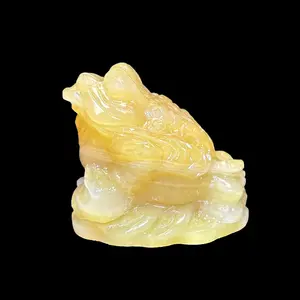 Желтая кальцитовая жаба хрустальный камень в форме животных для подарка