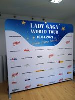 Mur d'affichage publicitaire extensible en aluminium imprimé numériquement avec logo personnalisé, écologique, pour salons professionnels, 10ft, 20ft, 30ft