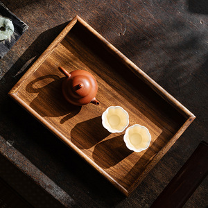 Guanlan Walnut Wood Rectangular <b>Tea</b> <b>Tray</b> Solid Wood <b>Tea</b> Serving <b>Tray</b> Elegant Design For <b>Tea</b> Set Storage - Product Image 2