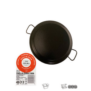 Poêle à paella en fonte durable de 46 cm avec revêtement émaillé, casseroles de cuisine espagnole traditionnelles - Product Image 2