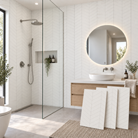 Panneau mural de douche SPC solide avec système de verrouillage par clic, panneaux muraux résistants à l'humidité qui s'adaptent aux carreaux existants pour la rénovation de la maison