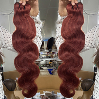 Lots de Cheveux Humains Ondulés Brun Rougeâtre en Gros, Extensions de Cheveux Vierges Non Traités à Cuticules Alignées pour Femmes Noires