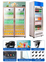 Réfrigérateur commercial d'occasion pour boissons avec porte vitrée, idéal pour les jus