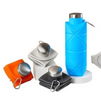Platine Silicone Diamant Pliant Tasse Poche Portable Bouteille D'eau Sports De Plein Air Pliant Bouteille D'eau
