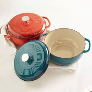 Ensemble de <span class=keywords><strong>casseroles</strong></span> en fonte émaillée multicolores de grande taille, design européen, de la marque Bright Houseware, compatible gaz et <span class=keywords><strong>induction</strong></span> - Product Image 4