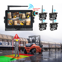 Kit de Surveillance sans Fil AI pour Voiture : Système de Caméra de Recul 4 Canaux avec Écran 7 Pouces pour Bus, Camping-car et Remorque, Prise en Charge DVR