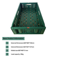 Caisse en plastique maillée de qualité alimentaire, recyclable, empilable, pliable, pour fruits et légumes, stockage en chambre froide, panier pliable
