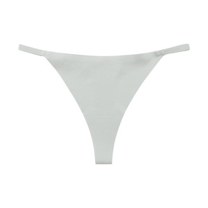 Wholesale Sexy <b>Thin</b> Strap Thong Underwear Solid Seamless Women's Lingerie Breathable Ice Silk Panties with Gold Metal <b>Rings</b> - Product Image 1