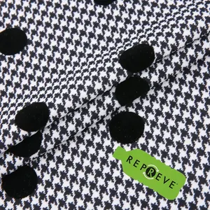 Wholesale 95%poly 5%spandex scuba crepe jacquard double wrap knitting dot flock rpet repreve recycled polyester fabric