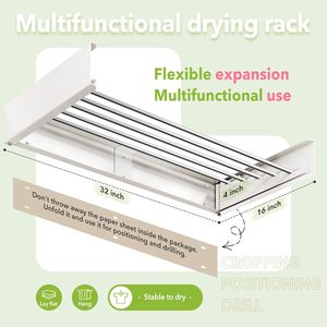 Hot Selling Wall-Mounted Metal Indoor Clothes Dryer Powder Coated Laundry Drying Rack with <b>Rods</b> - Product Image 3