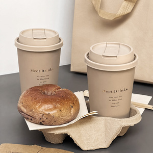 8 oz Logo personalizzato monouso PE pated Kraft <span class=keywords><strong>doppia</strong></span> <span class=keywords><strong>parete</strong></span> di carta tazze di stampaggio a caldo da asporto per andare <span class=keywords><strong>caffè</strong></span> bere tazza di carta con coperchio - Product Image 4