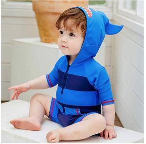 Maillot de bain une pièce à manches longues pour bébé garçon avec chapeau UPF 50+ Ensemble de maillot de bain anti-UV motif requin - Product Image 4