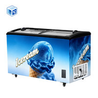 Congélateur commercial en verre CE ETL en gros, congélateur réfrigérateur 340 L +8 ℃ ~-25 ℃   Congélateur à glace pour crème glacée avec portes coulissantes en verre à vendre