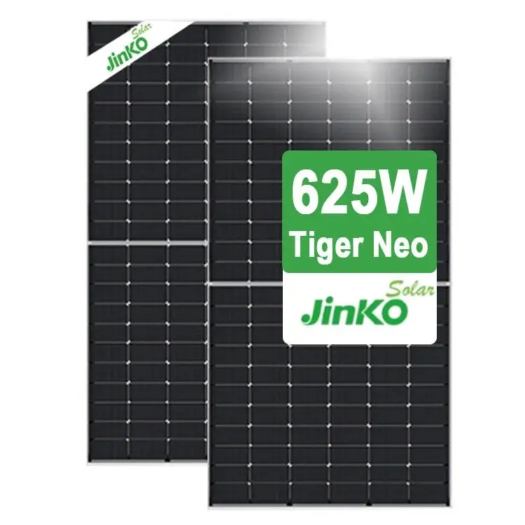 Jinko Tiger Neo 625 W de alta qualidade, alta eficiência, JKM625N-66HL4M-BDV, painéis solares tipo N, meio célula bifacial, vidro duplo, módulo fotovoltaico