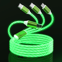 Cable de Carga Rápida 3 en 1 con Luces LED RGB para Coche y Teléfono, con Conectores 8pin/Type-C/Micro USB, para Impresora y Más
