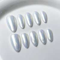 10 Uds. Uñas Postizas de Almendra Medianas Modernas con Brillantes, Puntas de Uñas Falsas con Pedrería, Suministros de Manicura Personalizados